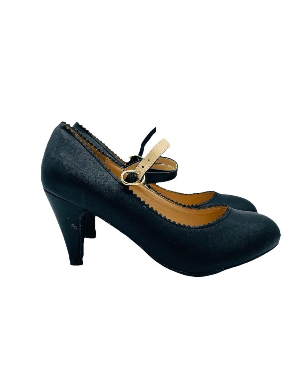 Chase & Chloe Shoes Womens Size 7.5 Black Kimmy Mary Jane Heels Pumps Adjustable